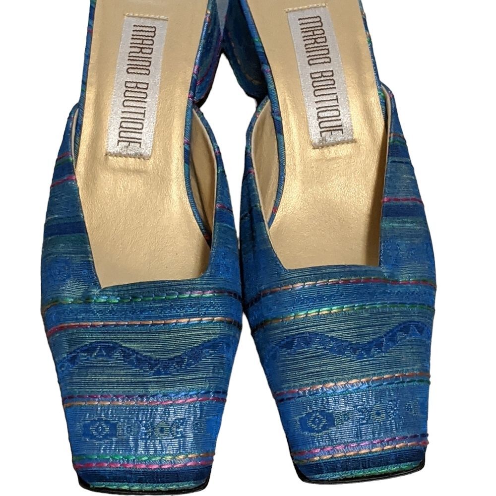 Marino Boutique square toe heel textile leather sole mule size 8.5W - Picture 2 of 12